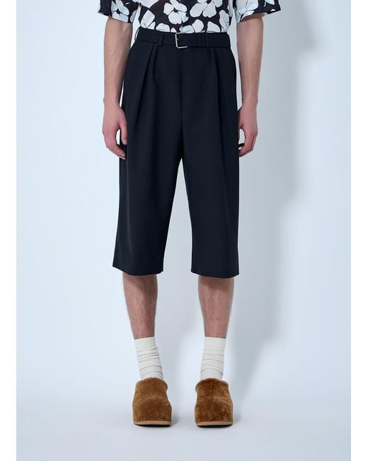 Dries Van Noten Blue Pleated Wool Knee-Length Trousers for men