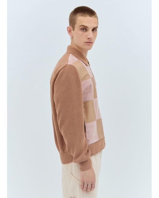AWAKE NY Natural Checkerboard Zip-Front Jacket for men