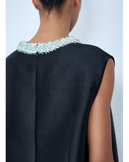Prada Blue Embellished Neckline Sleeveless Dress