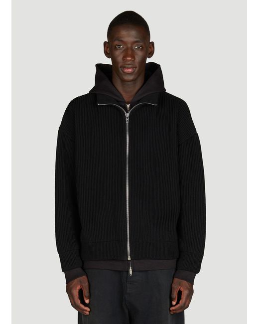 Balenciaga Black Unity Sports Icon Layered Zip-up Hooded Sweatshirt for men
