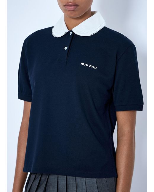 Miu Miu Blue Piqué Polo Shirt