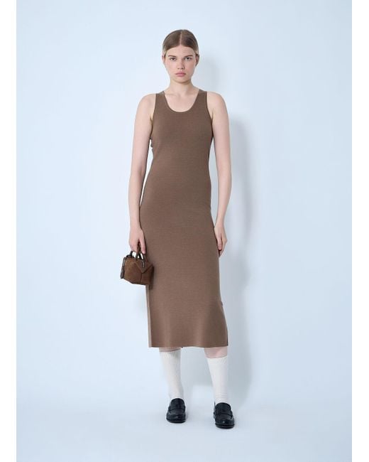 Max Mara White Knitted Wool Midi Dress