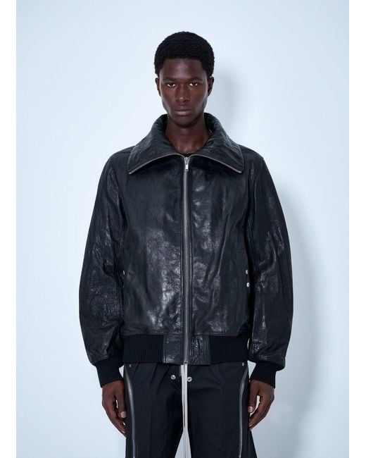Rick Owens Blue Dracuflight Hammered Leather Jacket for men