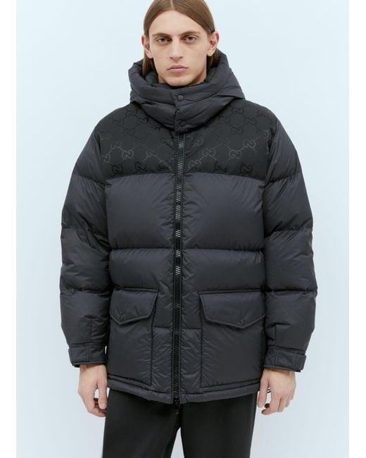 Gucci Gray Gg Inserts Down Jacket for men