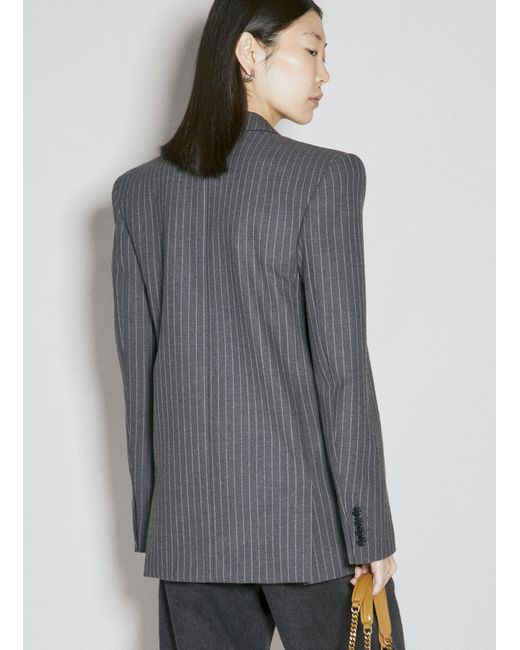 Saint Laurent Gray Oversized Pinstripe Wool Blazer