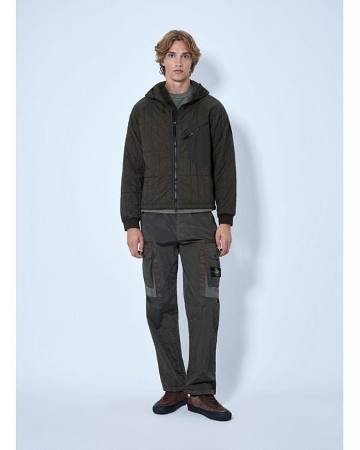 Stone Island Gray Quilted Hooded Jacket for men