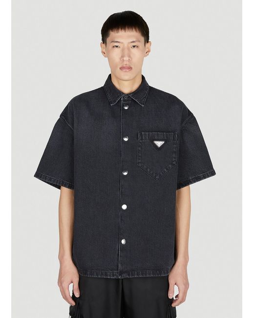 Prada Black Denim Triangle Shirt for men