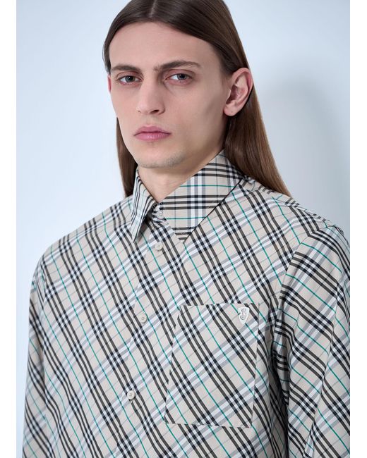 Burberry Gray Check Shirt for men