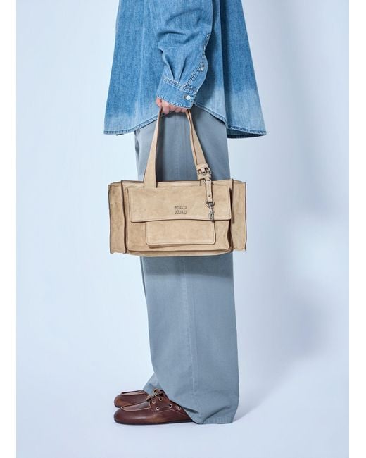 Miu Miu Blue Structured Leather Handbag