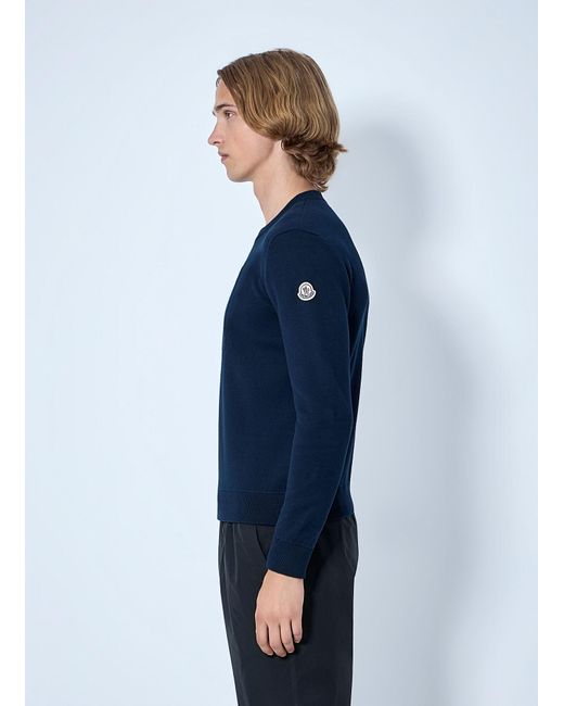Moncler Blue Embroidered Logo Sweater for men