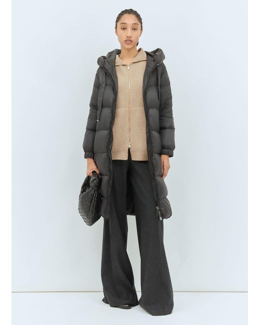 Max Mara Gray Long Water-Repellent Down Coat