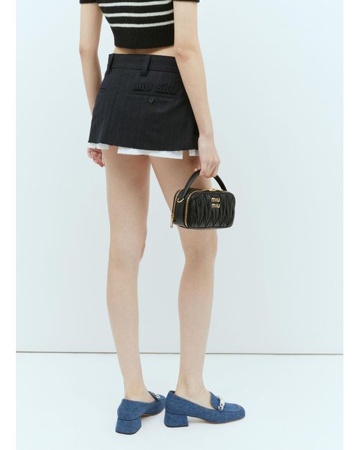 Miu Miu Black Pinstripe Wool Miniskirt