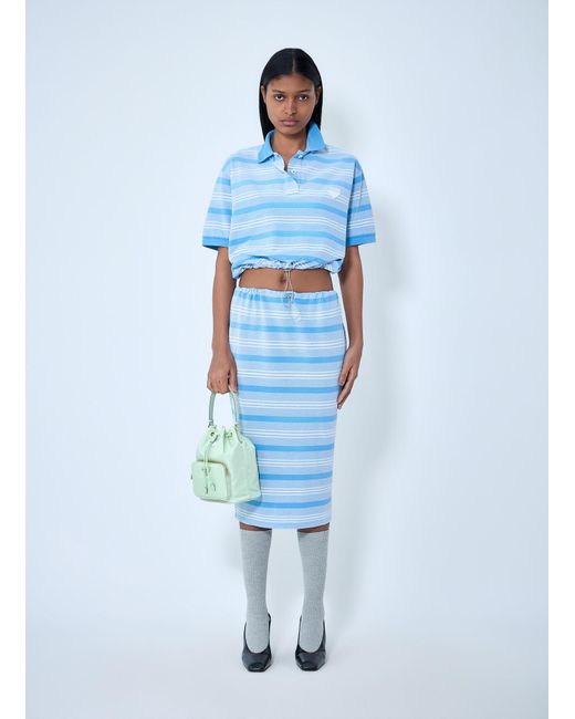 Prada Blue Striped Pencil Skirt