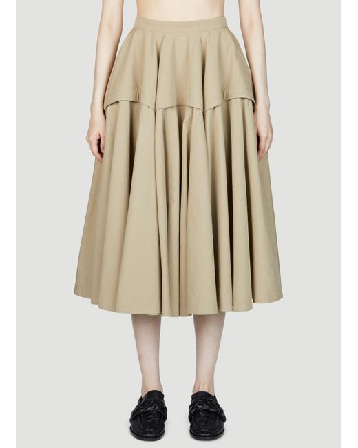 Bottega Veneta Natural Gathered Midi Skirt