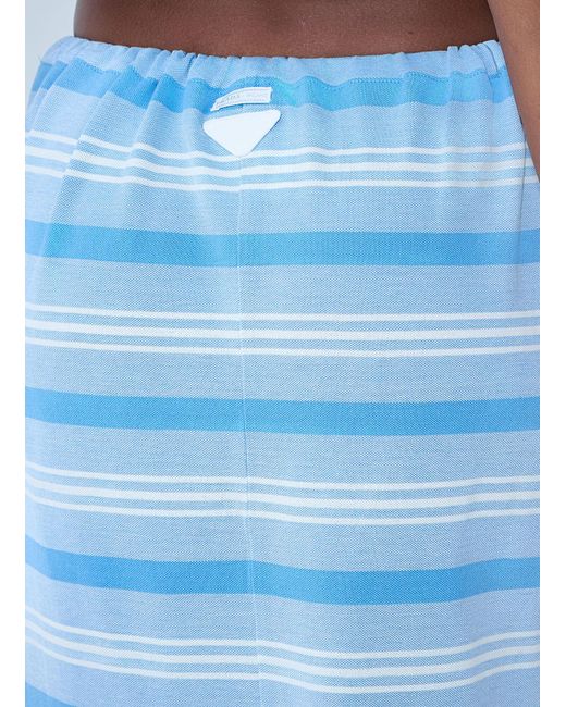 Prada Blue Striped Pencil Skirt