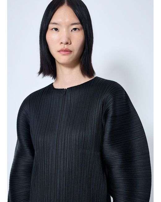 Pleats Please Issey Miyake Blue Pleated Zip-Up Top