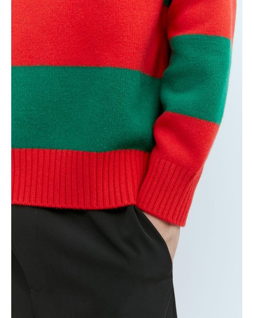 Gucci White Felted Wool Striped Sweater for men