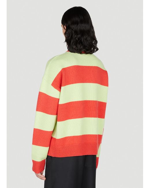 Acne Studios Face Logo Striped Sweater in Red for Men | Lyst