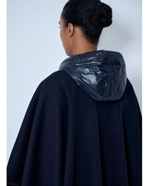 Moncler Blue Hooded Cape With Belted Waist