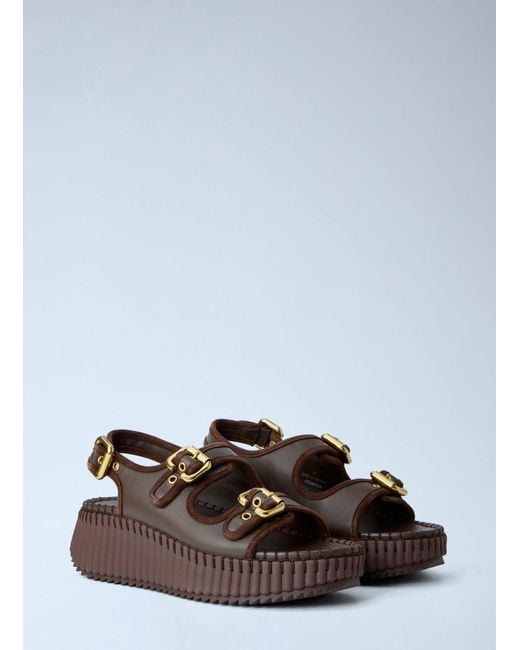 Chloé White Nama Wedge Sandals