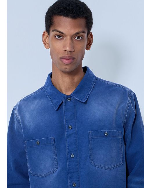 Prada Blue Denim Button-Down Shirt for men
