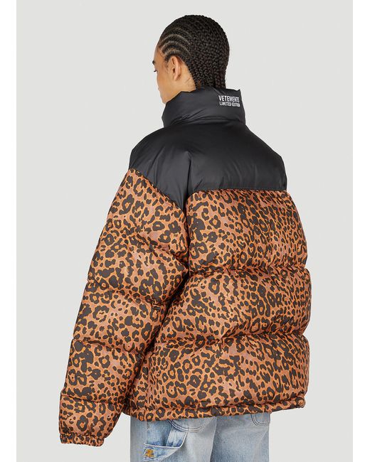 Vetements Brown Leopard Print Puffer Jacket
