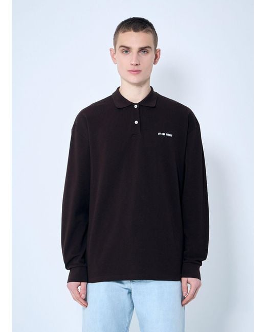 Miu Miu Blue Long-Sleeve Polo Shirt