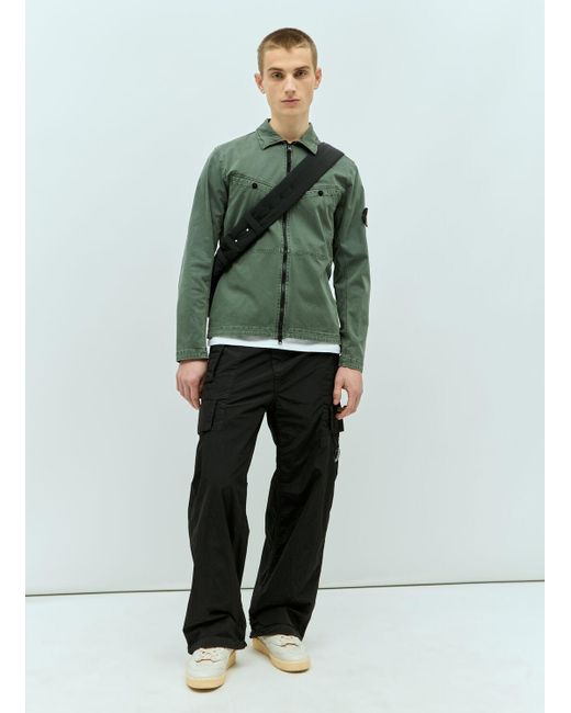 Stone Island Green Overshirt With Signature Compass Patch for men
