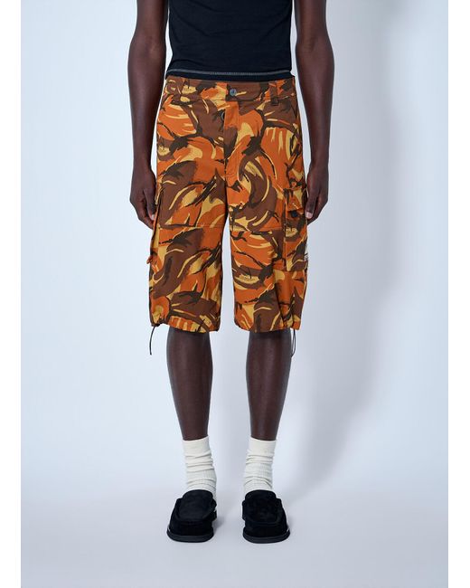 Martine Rose Orange Printed Cargo Shorts for men