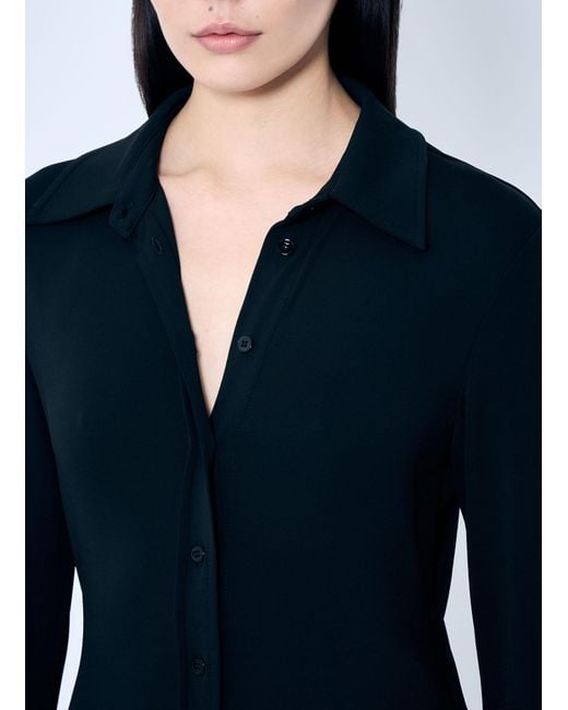 Sportmax Blue Crepe Jersey Shirt Dress