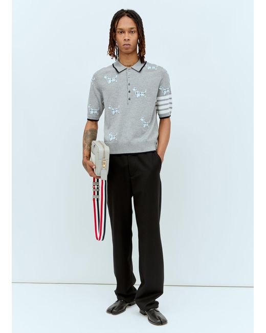 Thom Browne Gray Hector Icon Polo Shirt for men