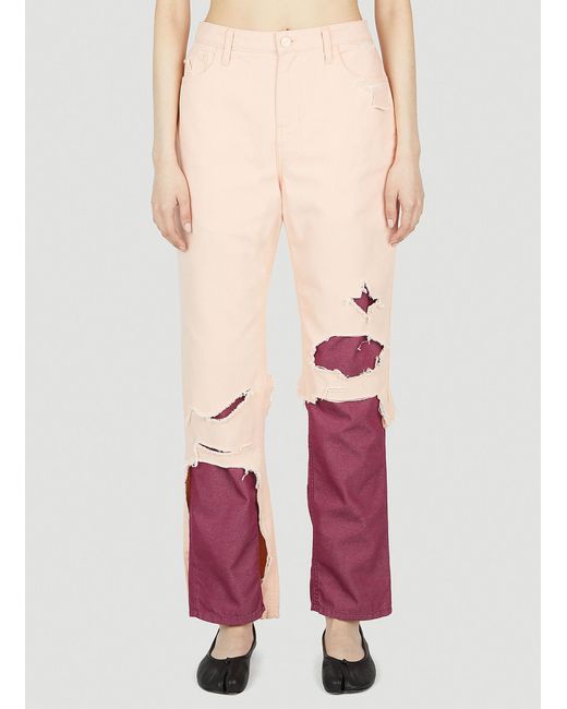 Raf Simons Pink Distressed Jeans