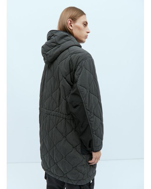 Stone Island Gray Quilted Compass Patch Coat for men