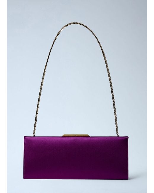 Saint Laurent Purple Letter Clutch Bag With Lizard Chain
