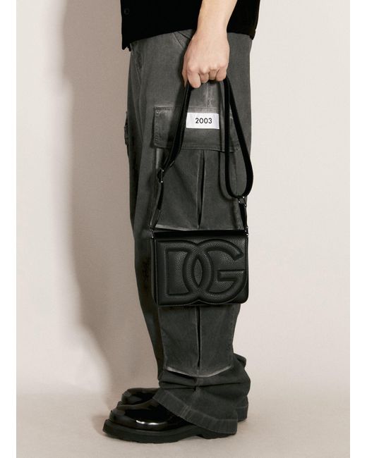 Dolce & Gabbana Black Medium Dg Logo Crossbody Bag for men