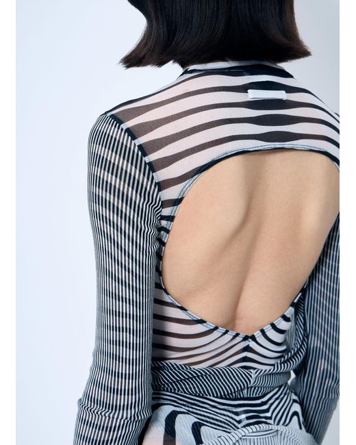 Jean Paul Gaultier Blue Double-Layer Mesh Bodysuit
