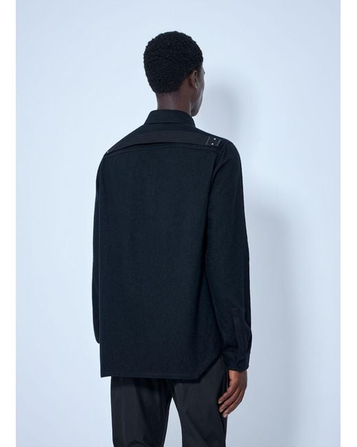 Rick Owens Blue Wool Blend Overshirt for men