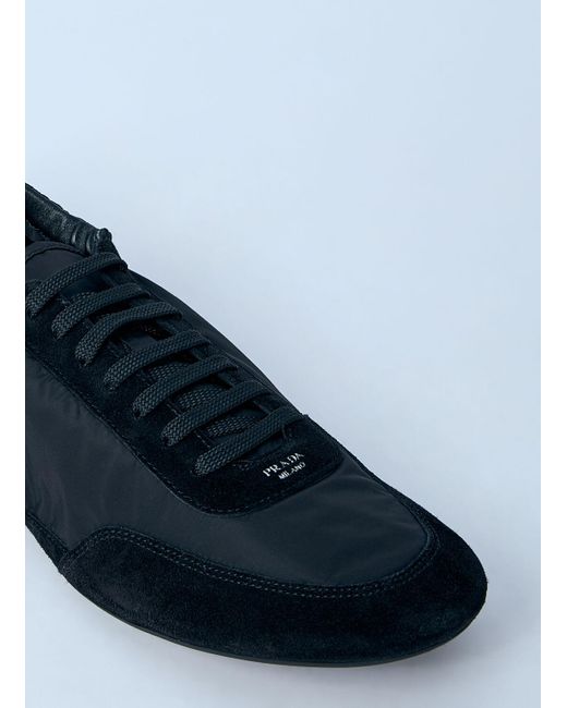 Prada Blue Collapse Re-Nylon And Suede Sneakers for men