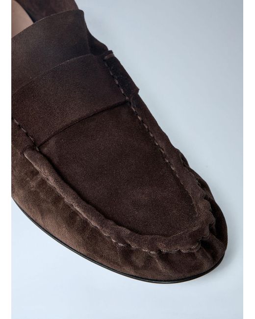 The Row White Suede Soft Loafers