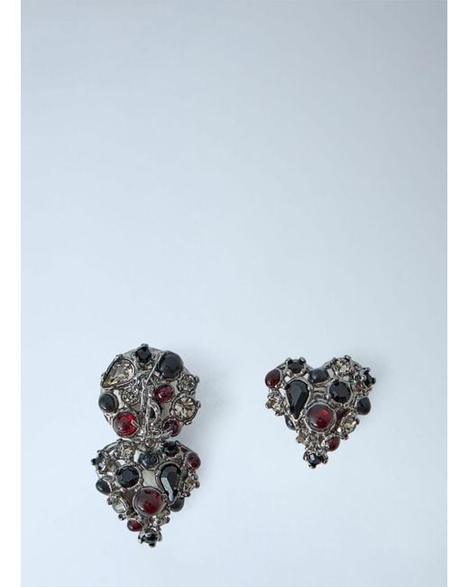 Saint Laurent White Mini Favorite Heart Earrings