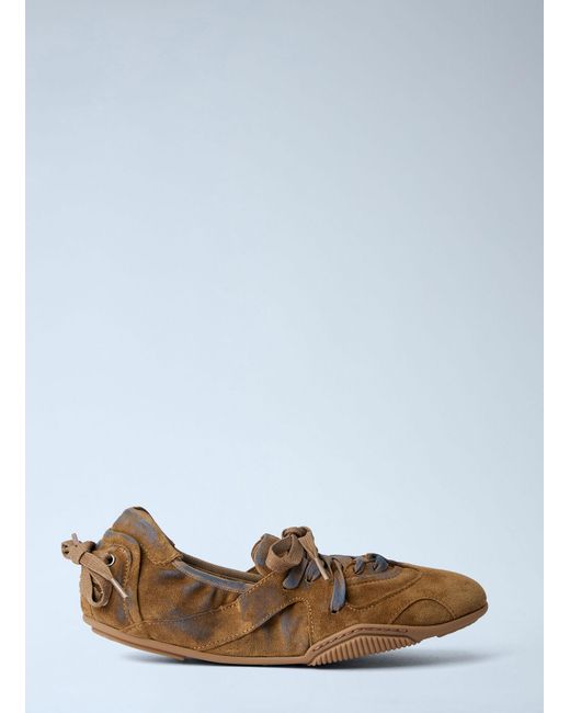 Acne White Lace-Up Suede Flats