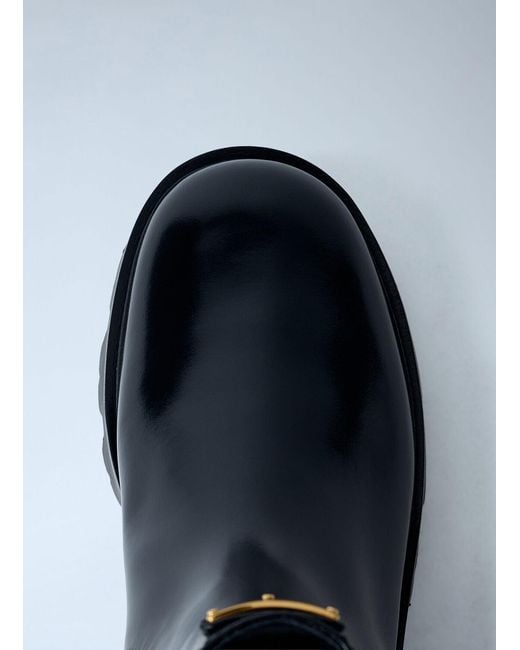 Prada Blue Logo Plaque Ankle Boots