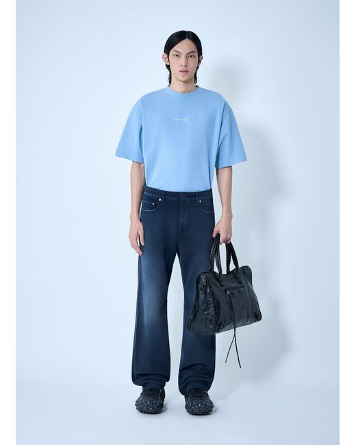Balenciaga Blue Curved Knee Pants for men