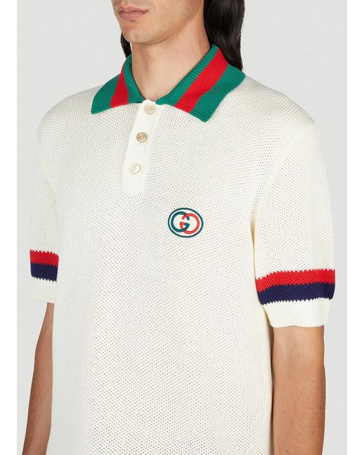 Gucci White Web Polo Shirt for men