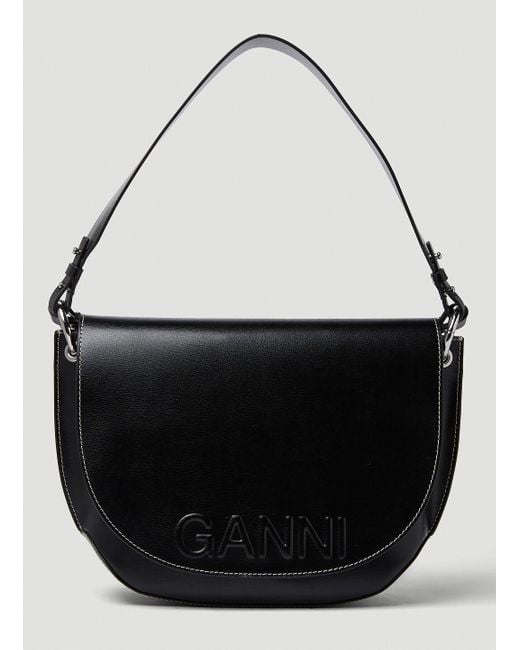 Ganni Cashmere Banner Saddle Shoulder Bag in Black Lyst Canada