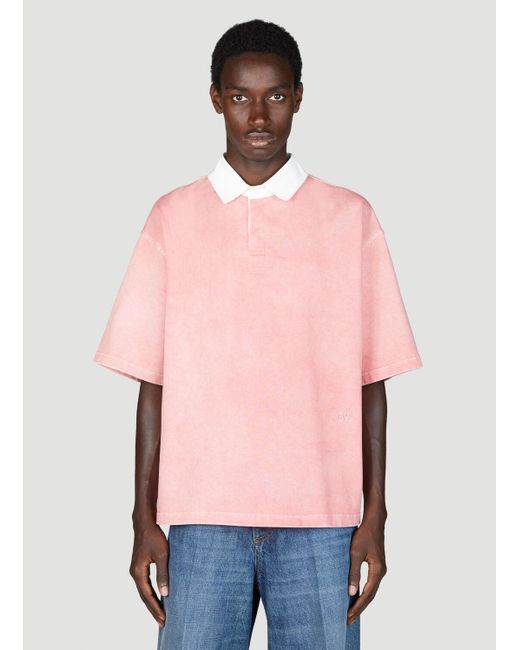 Bottega Veneta Pink Washed-out Jersey Polo Shirt for men