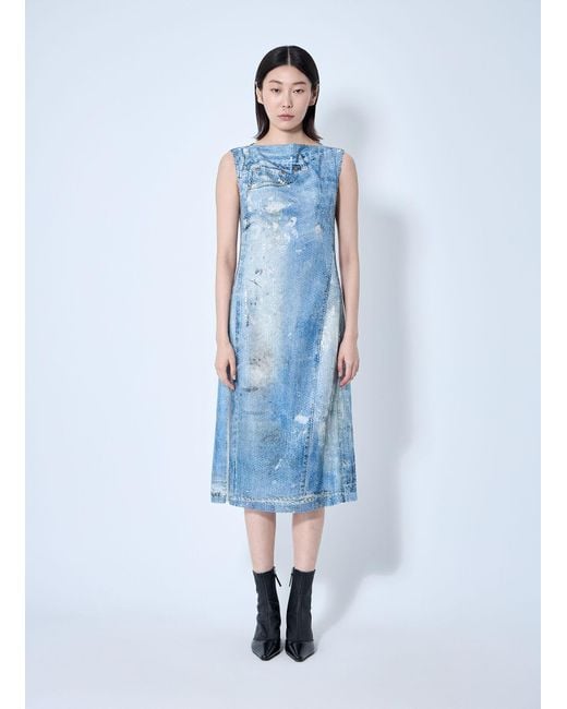 Acne Blue Printed Sequin Midi Dress