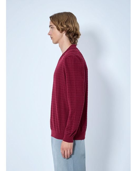 Miu Miu Red Striped V-Neck Polo Shirt for men