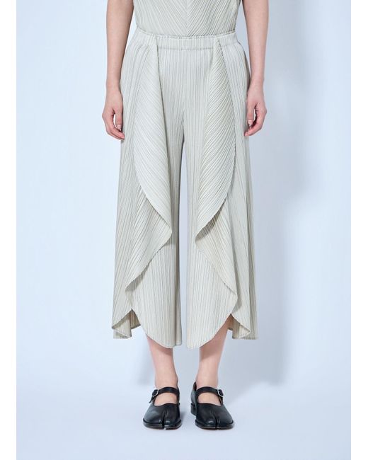 Pleats Please Issey Miyake Blue Pleated Wide-Leg Trousers