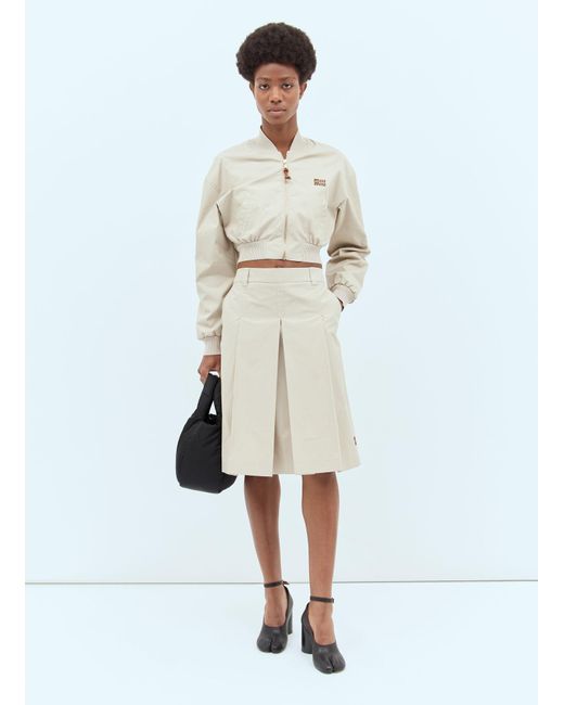 Miu Miu Natural Pleated Midi Skirt